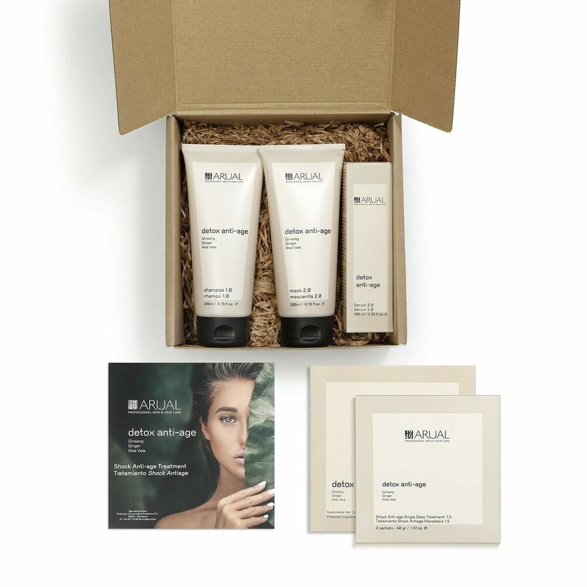 Tratamento Capilar Reconstrutor Detox Anti-Age Arual 4 Peças